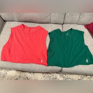 Women's Red and Green Muscle Tees